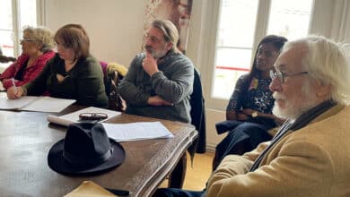 Les auteurs ont leur association 14 au premier plan le president patrice berard lors de la presentation de la nouvelle association litterart avant