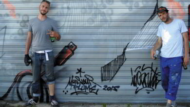 Naissance d’une nouvelle fresque... 1 graffeurs inconito et m plume