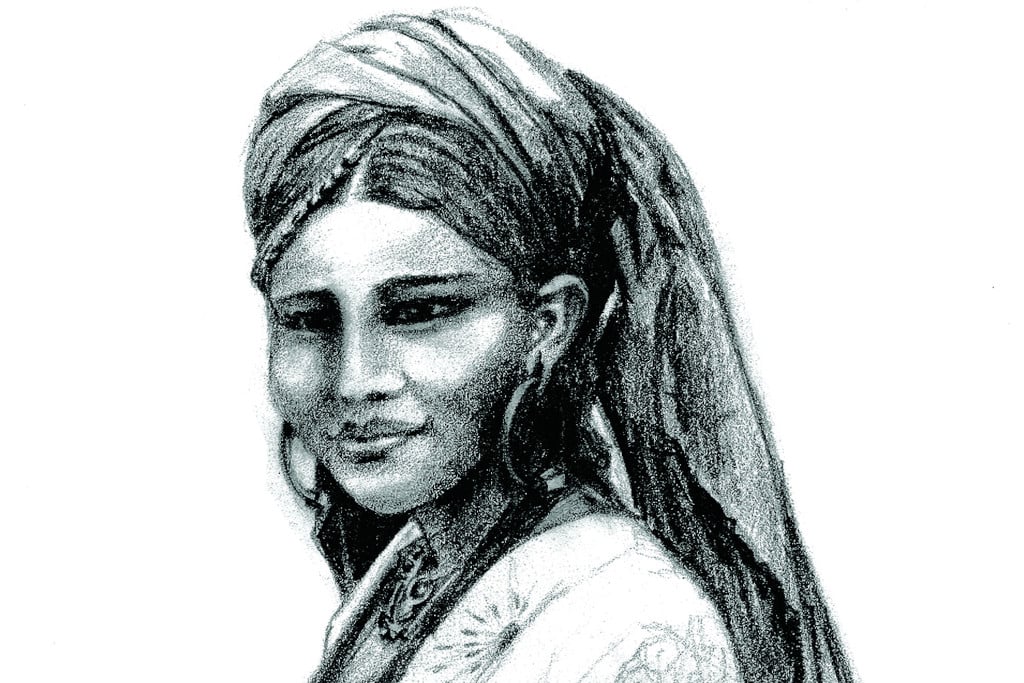 portrait femme de lair dessin de michel vallet 1 1